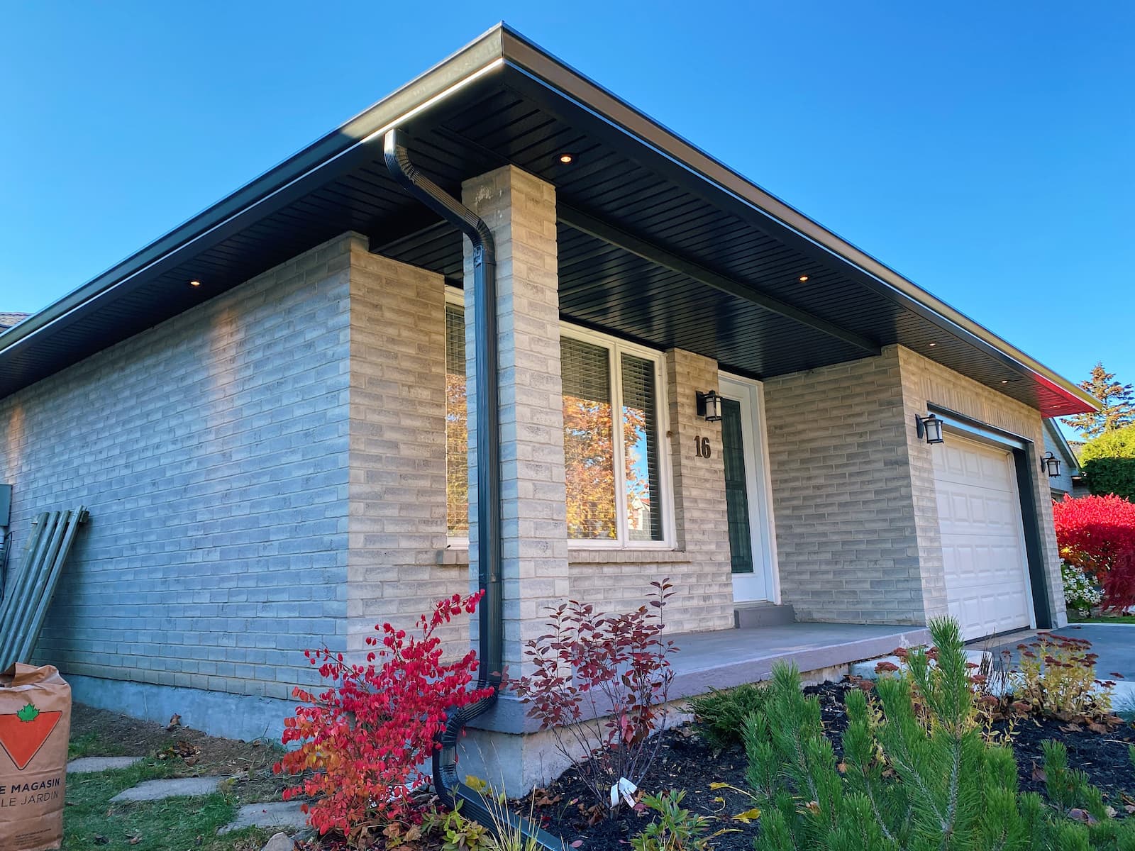 Soffit, fascia and exterior lighting on a home